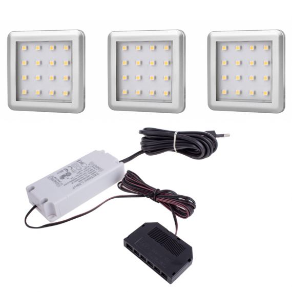 LED lmpa szett D Light ngyzet, alu, 55x55mm