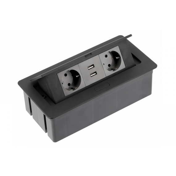 Konnektor felbillen 2+2 usb, GTV, fekete, 240x120x73mm