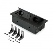 Konnektor Atom, felbillen 2+2 USB, fekete, 265x118x67mm
